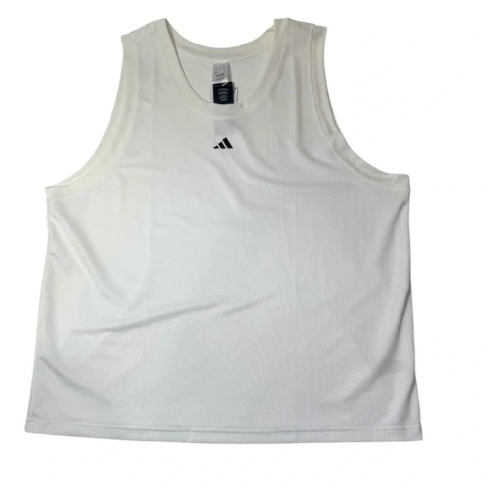 Adidas Basketball Tank Mens 2XL White Mesh Jersey Sleeveless Training NWT